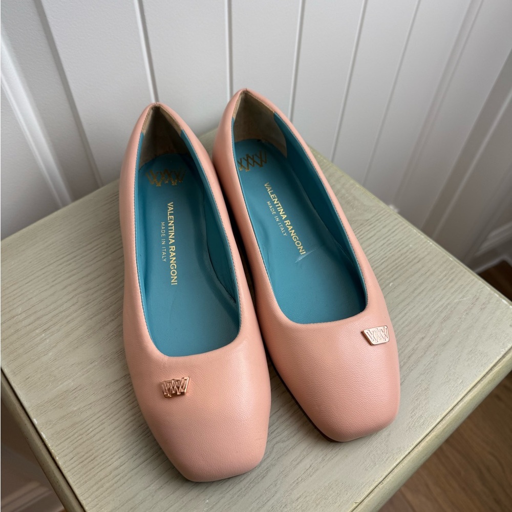 New Condition Valentina Rangoni Blush Pink Ballet Flats Leather Sz 7